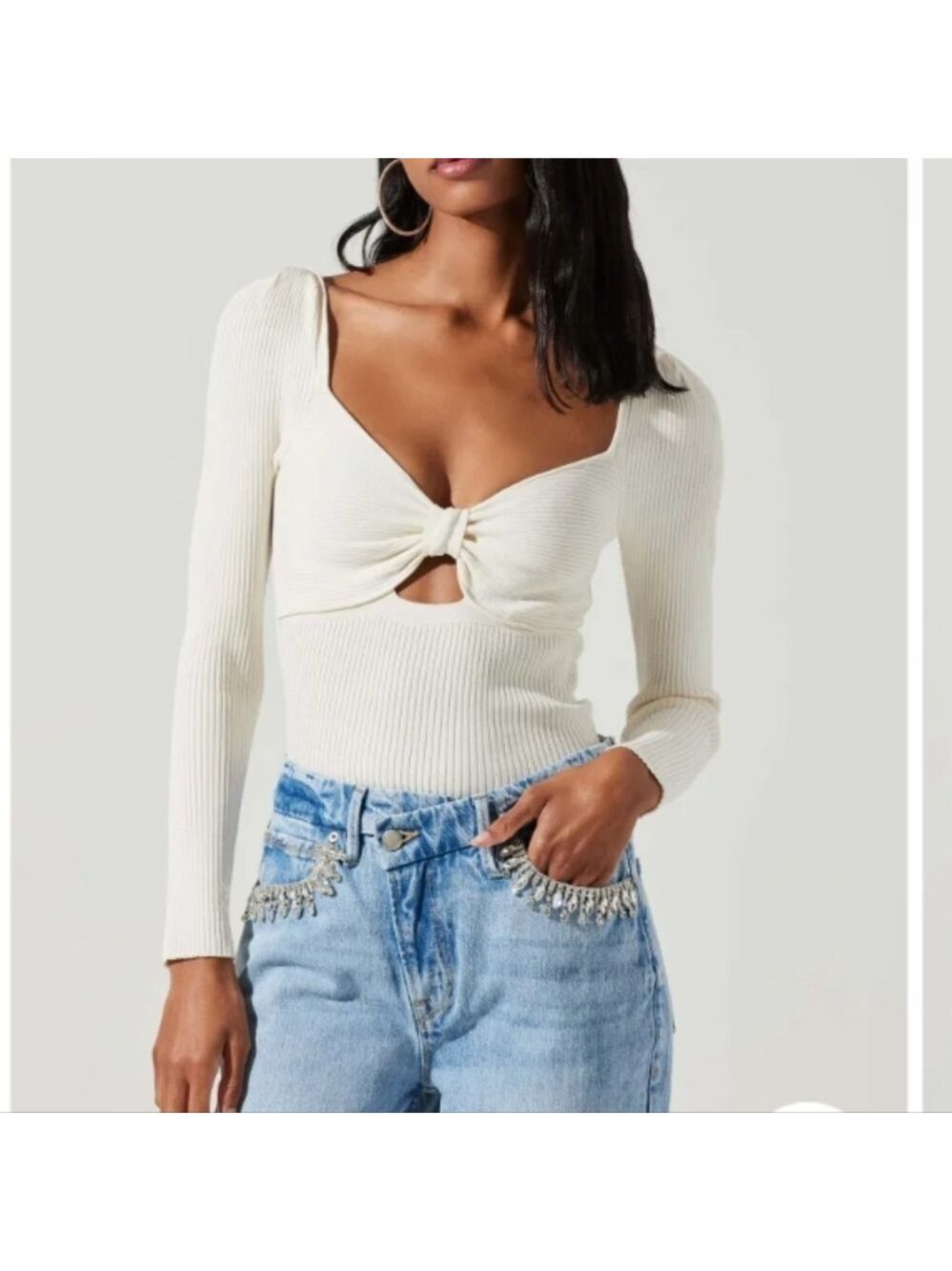 Astr The Label Tivoli Cutout Sweater In Off White